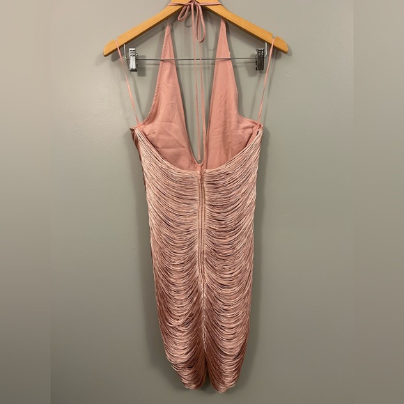 Zara Short Fringed Halter Blush Pink Dress Large NWT - Picture 8 of 13